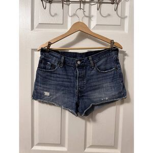 LEVI'S WOMEN'S "501" ORIGINAL FIT HIGH RISE DISTRESSED DENIM JEAN SHORTS Sz 29